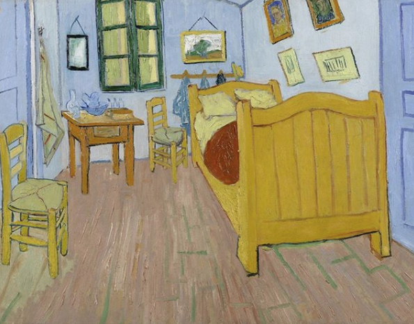 El dormitorio en Arlés (1889). Vincent Van Gogh.