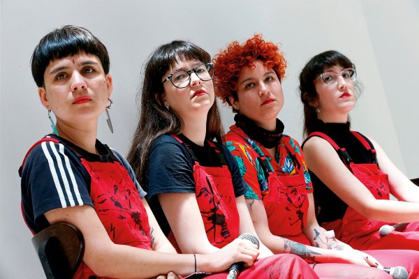 Dafne Valdes, Sibila Sotomayor, Lea Caceres and Paula Cometa of the feminist collective named Las Tesis,  composers of the performance "Un violador en tu camino", ("A rapist in your path") take part in a feminist meeting at Valparaiso, Chile  December 11, 2019. REUTERS/Rodrigo Garrido     TPX IMAGES OF THE DAY