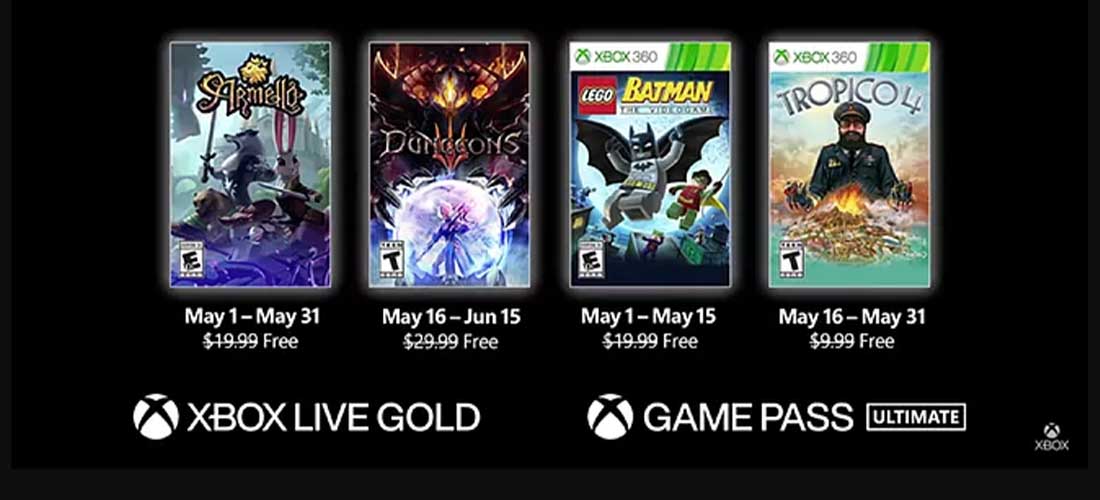 Juegos gratuitos para el mes de mayo en Xbox Live Gold