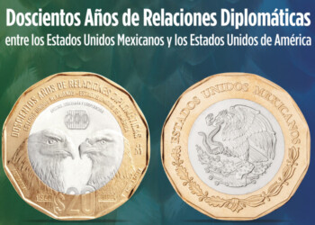 Lanzan moneda de 20 pesos para conmemorar la relación México-EU