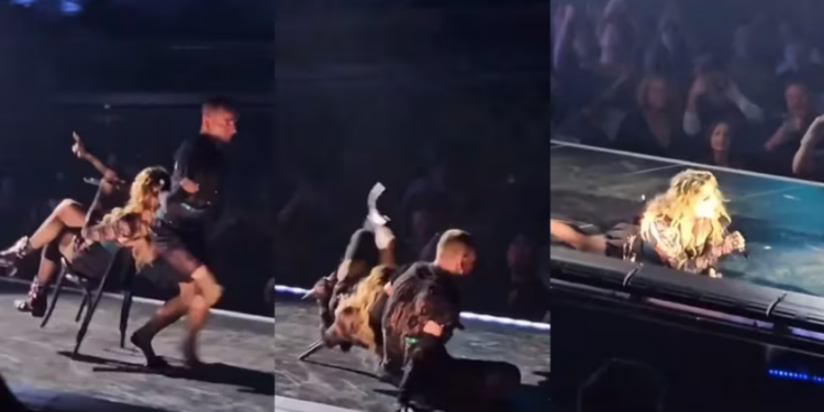 Madonna sufre caída en concierto