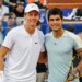 UMAG, CROATIA - JULY 31: Jannik Sinner of Italy and Carlos Alcaraz of Spain pose together before the start Men’s Single final match on Day 8 of the 2022 Croatia Open Umag at Goran Ivanisevic ATP Stadium on July 31, 2022 in Umag, Croatia. (Photo by Jurica Galoic/Pixsell/MB Media/Getty Images)