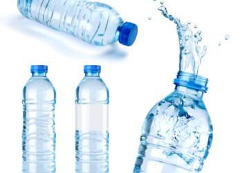 Vector realistic illustration of water bottles on a white background.