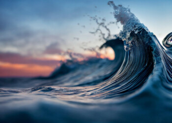 foamy waves rolling up in ocean