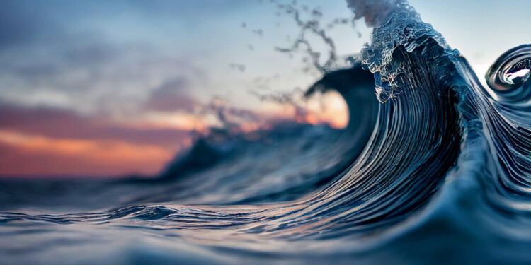 foamy waves rolling up in ocean