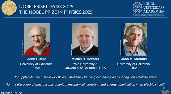 Dan Premio Nobel de Física 2025 a científicos de la mecánica cuántica